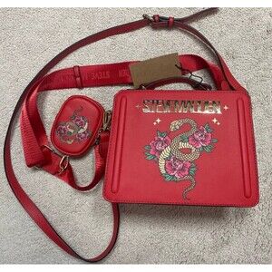STEVE MADDEN Red Snake LUNAR NEW YEAR Double STRAP Satchel BAG NWT
